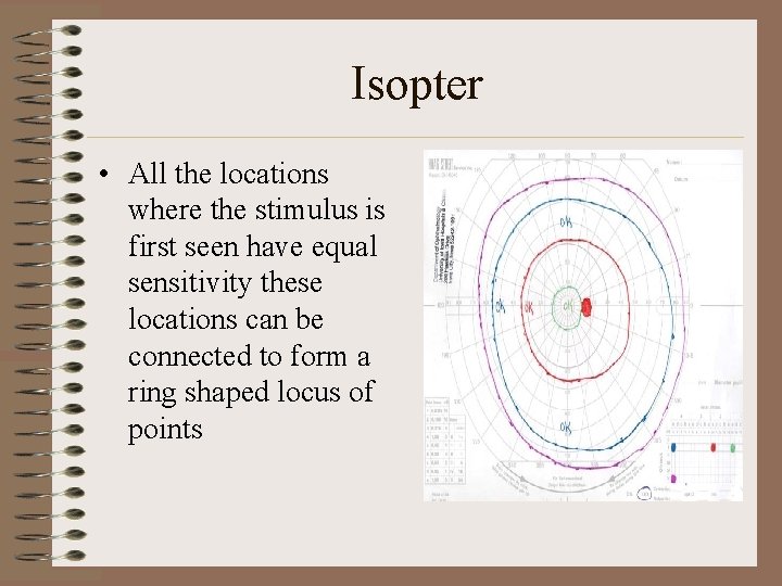 Isopter • All the locations where the stimulus is first seen have equal sensitivity