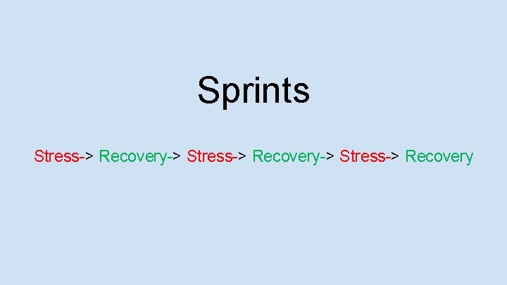 Sprints Stress-> Recovery-> Stress-> Recovery 