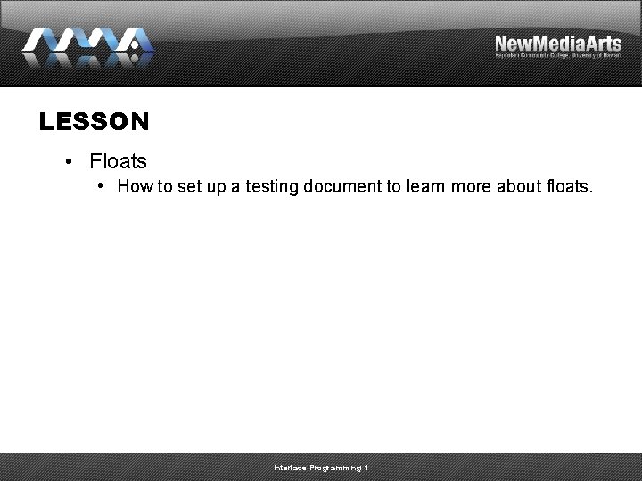 LESSON • Floats • How to set up a testing document to learn more