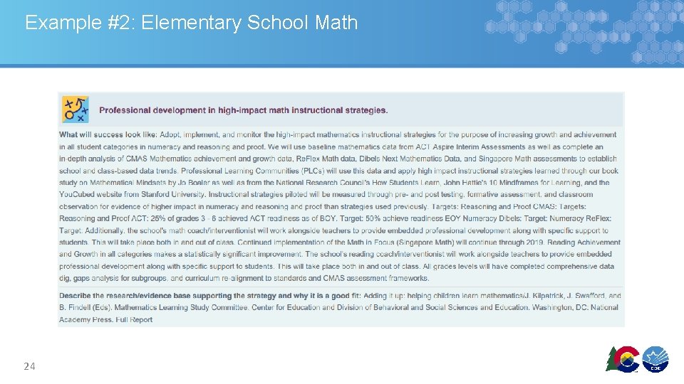 Example #2: Elementary School Math 24 Example #2: Elementary School Math 24