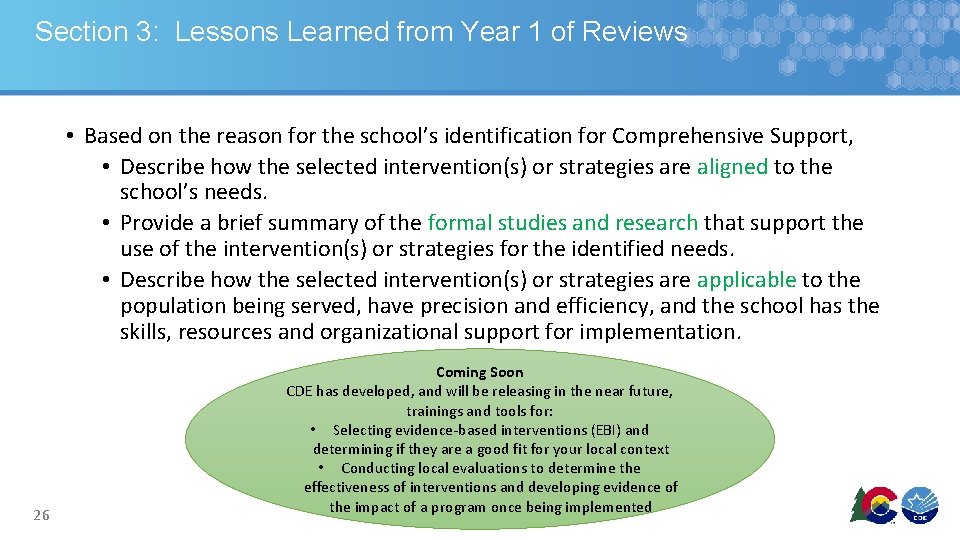 Section 3: Lessons Learned from Year 1 of Reviews • Based on the reason Section 3: Lessons Learned from Year 1 of Reviews • Based on the reason