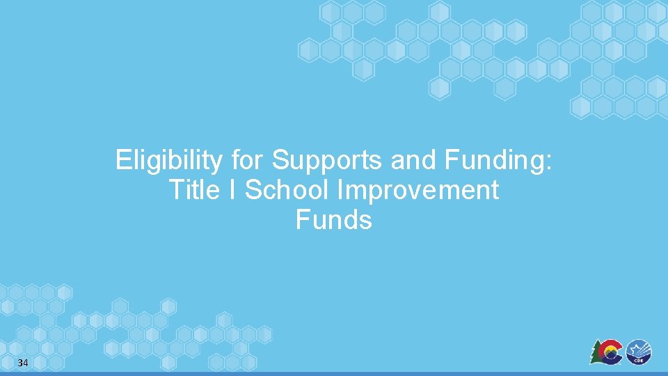 Eligibility for Supports and Funding: Title I School Improvement Funds 34 Eligibility for Supports and Funding: Title I School Improvement Funds 34