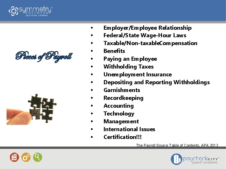 Pieces of Payroll Employer/Employee Relationship Federal/State Wage-Hour Laws Taxable/Non-taxable. Compensation Benefits Paying an Employee