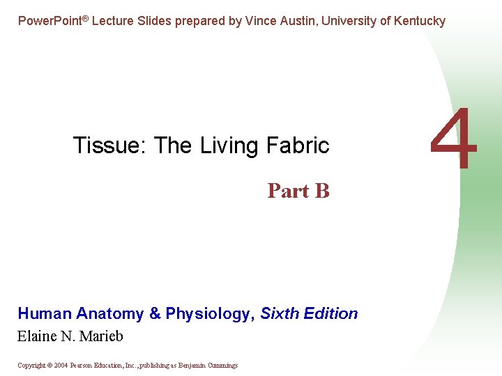Power. Point® Lecture Slides prepared by Vince Austin, University of Kentucky Tissue: The Living