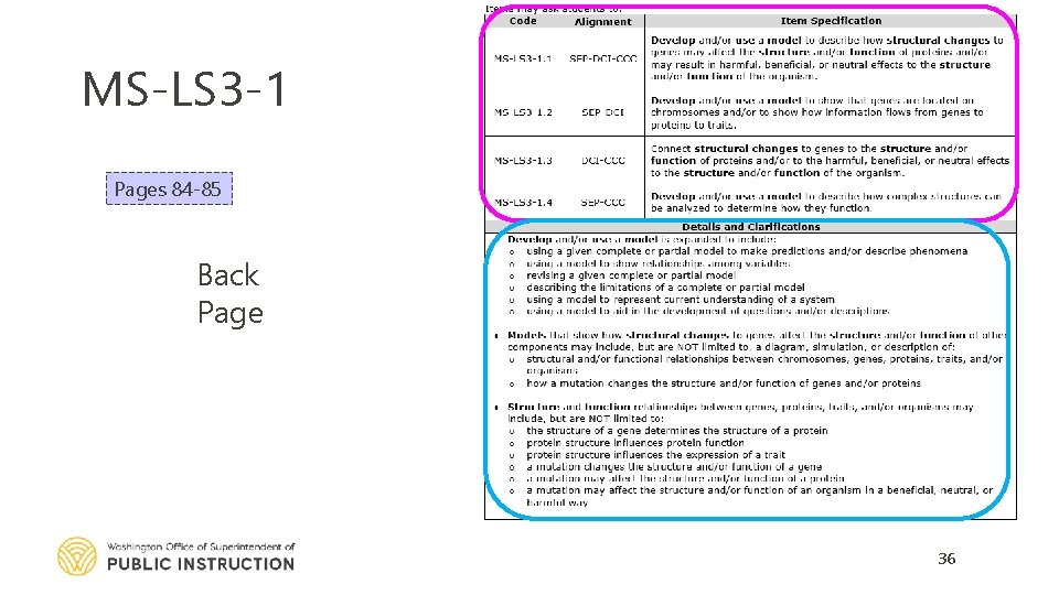 MS-LS 3 -1 Pages 84 -85 Back Page 36 