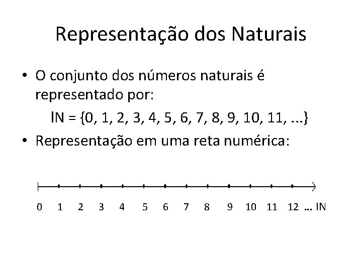 Representação dos Naturais • O conjunto dos números naturais é representado por: l. N Representação dos Naturais • O conjunto dos números naturais é representado por: l. N