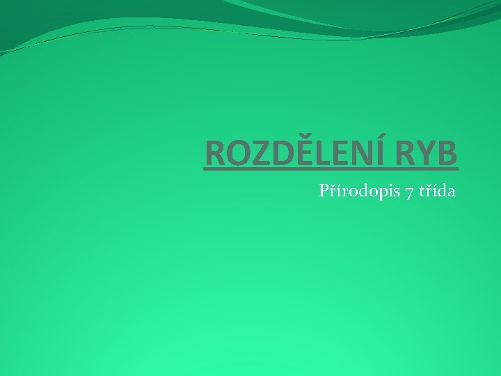 ROZDĚLENÍ RYB Přírodopis 7 třída 