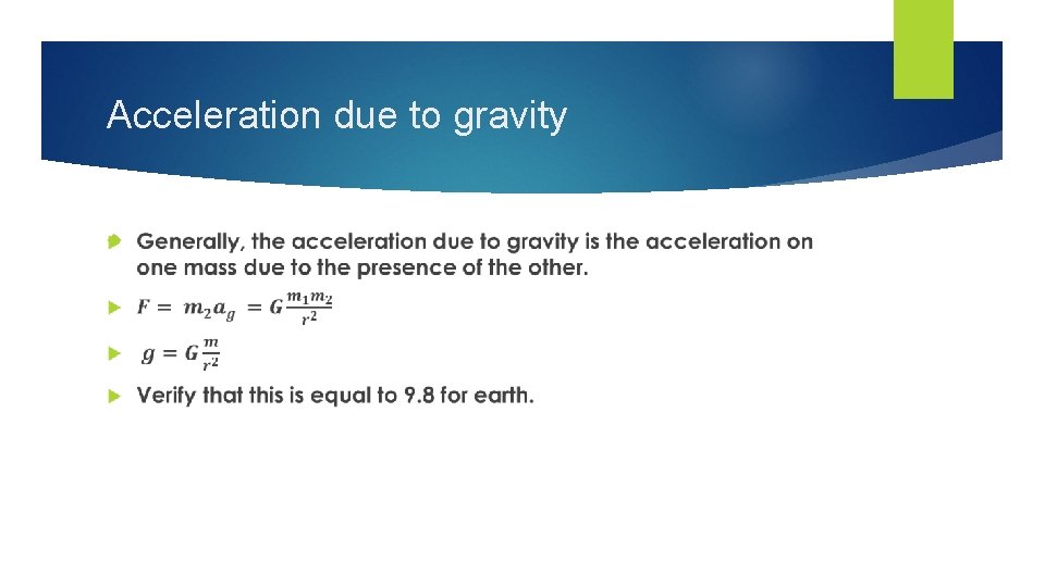 Acceleration due to gravity 