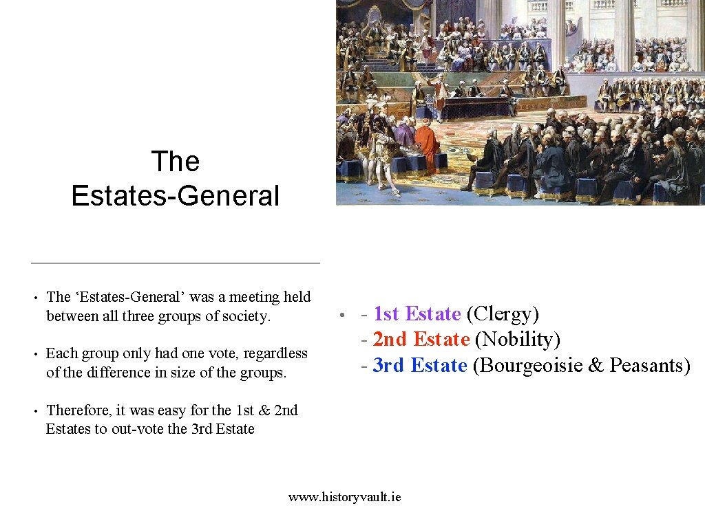 The Estates-General • The ‘Estates-General’ was a meeting held between all three groups of