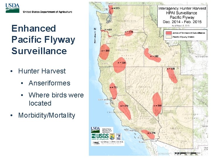 Enhanced Pacific Flyway Surveillance • Hunter Harvest • Anseriformes • Where birds were located