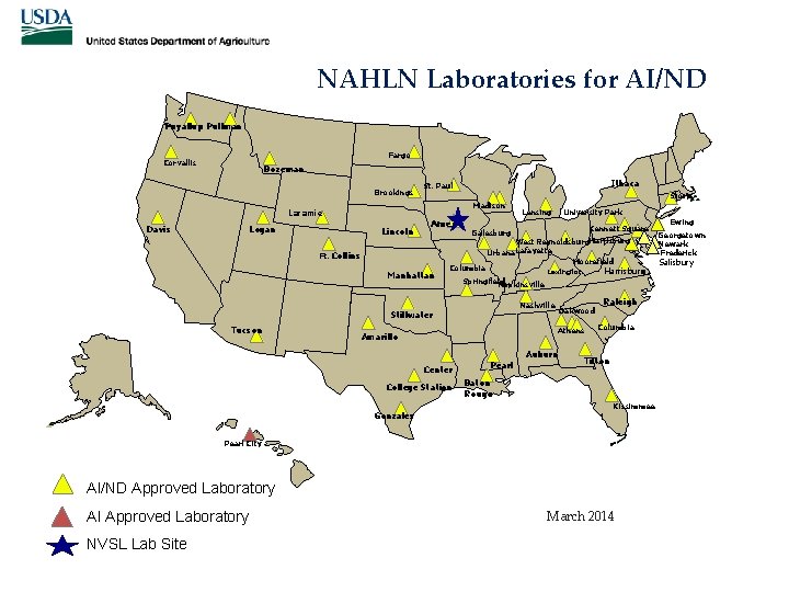  NAHLN Laboratories for AI/ND Puyallup Pullman Fargo Corvallis Bozeman Brookings Logan Storrs Madison