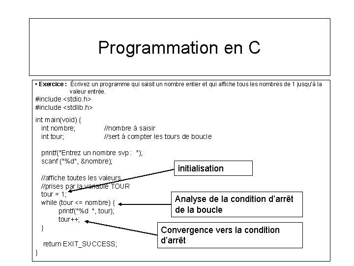 Programmation en C • Exercice : Écrivez un programme qui saisit un nombre entier