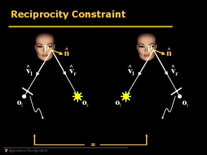 Reciprocity Constraint p v^ l ol Appearance Decomposition p n^ v^ r v^ l
