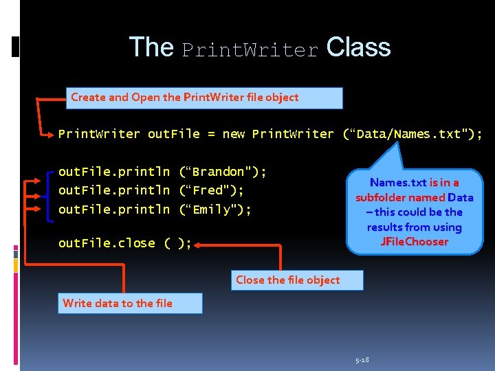 The Print. Writer Class Create and Open the Print. Writer file object Print. Writer