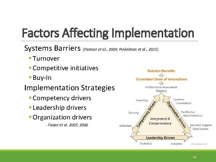 Factors Affecting Implementation Systems Barriers (Forman et al. , 2009; Pinkelman et al. ,