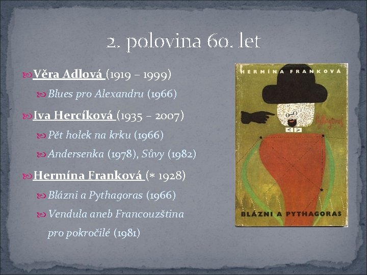 2. polovina 60. let Věra Adlová (1919 – 1999) Blues pro Alexandru (1966) Iva