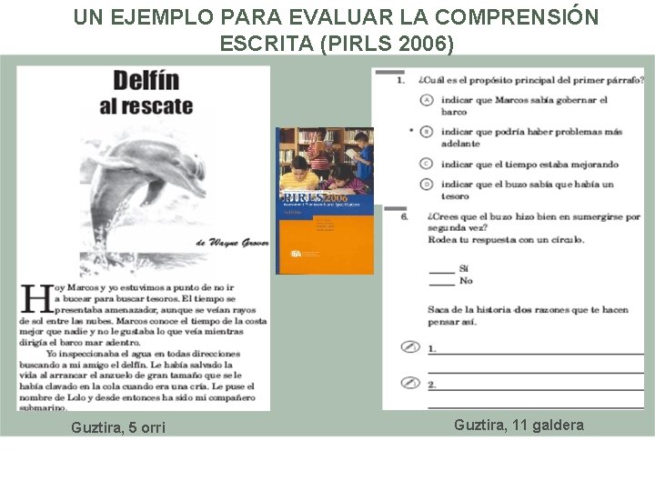 UN EJEMPLO PARA EVALUAR LA COMPRENSIÓN ESCRITA (PIRLS 2006) Guztira, 5 orri Guztira, 11 UN EJEMPLO PARA EVALUAR LA COMPRENSIÓN ESCRITA (PIRLS 2006) Guztira, 5 orri Guztira, 11