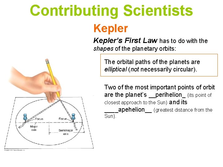 Contributing Scientists Kepler’s First Law has to do with the shapes of the planetary Contributing Scientists Kepler’s First Law has to do with the shapes of the planetary