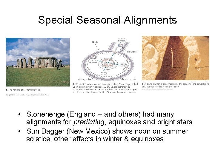 Special Seasonal Alignments • Stonehenge (England -- and others) had many alignments for predicting, Special Seasonal Alignments • Stonehenge (England -- and others) had many alignments for predicting,