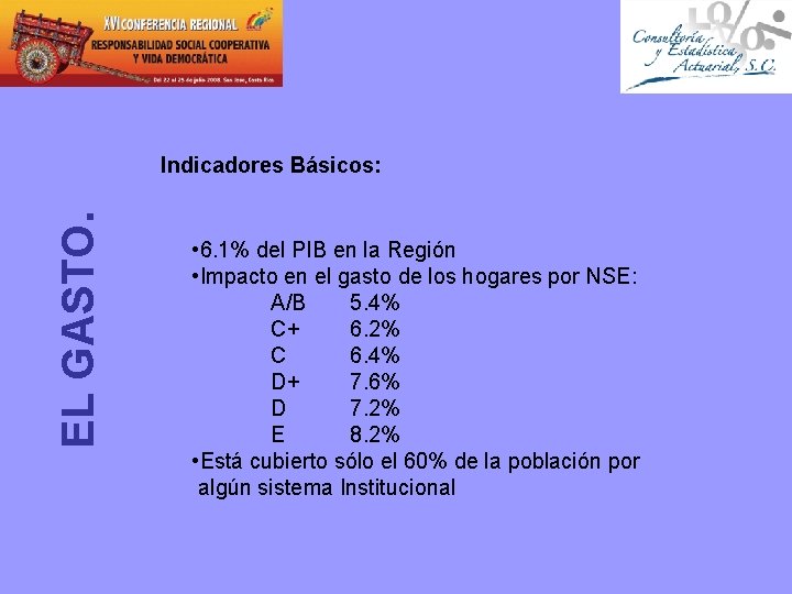 EL GASTO. Indicadores Básicos: • 6. 1% del PIB en la Región • Impacto