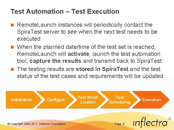 Test Automation – Test Execution Remote. Launch instances will periodically contact the Spira. Test