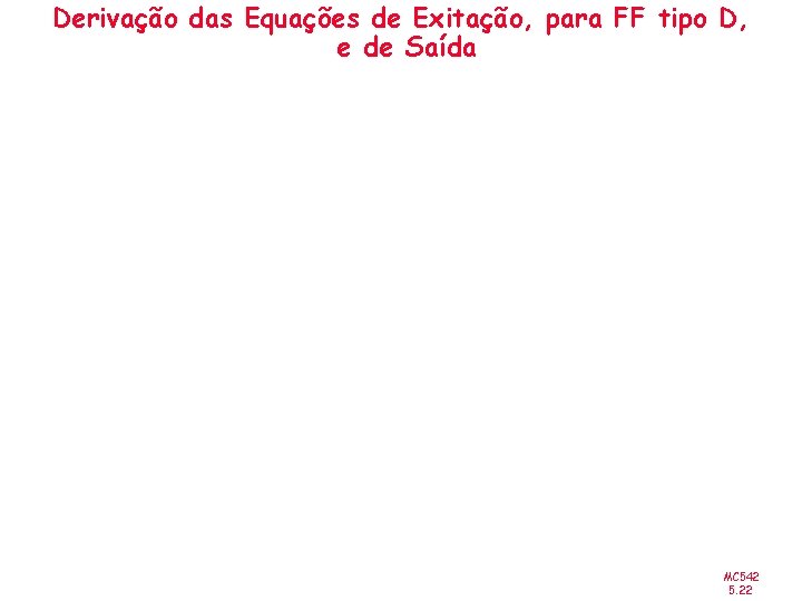 Derivação das Equações de Exitação, para FF tipo D, e de Saída MC 542