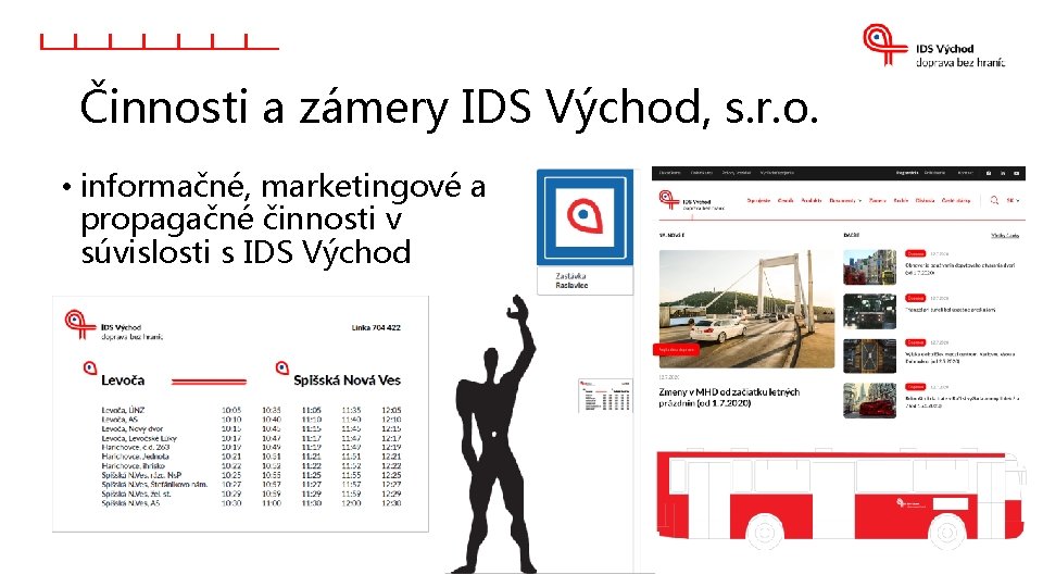 Činnosti a zámery IDS Východ, s. r. o. • informačné, marketingové a propagačné činnosti Činnosti a zámery IDS Východ, s. r. o. • informačné, marketingové a propagačné činnosti