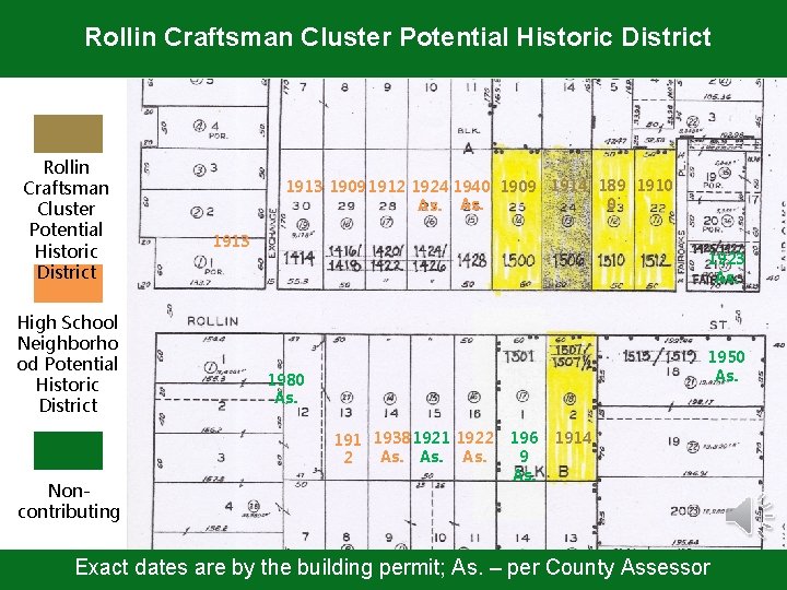 Rollin Craftsman Cluster Potential Historic District High School Neighborho od Potential Historic District 1913