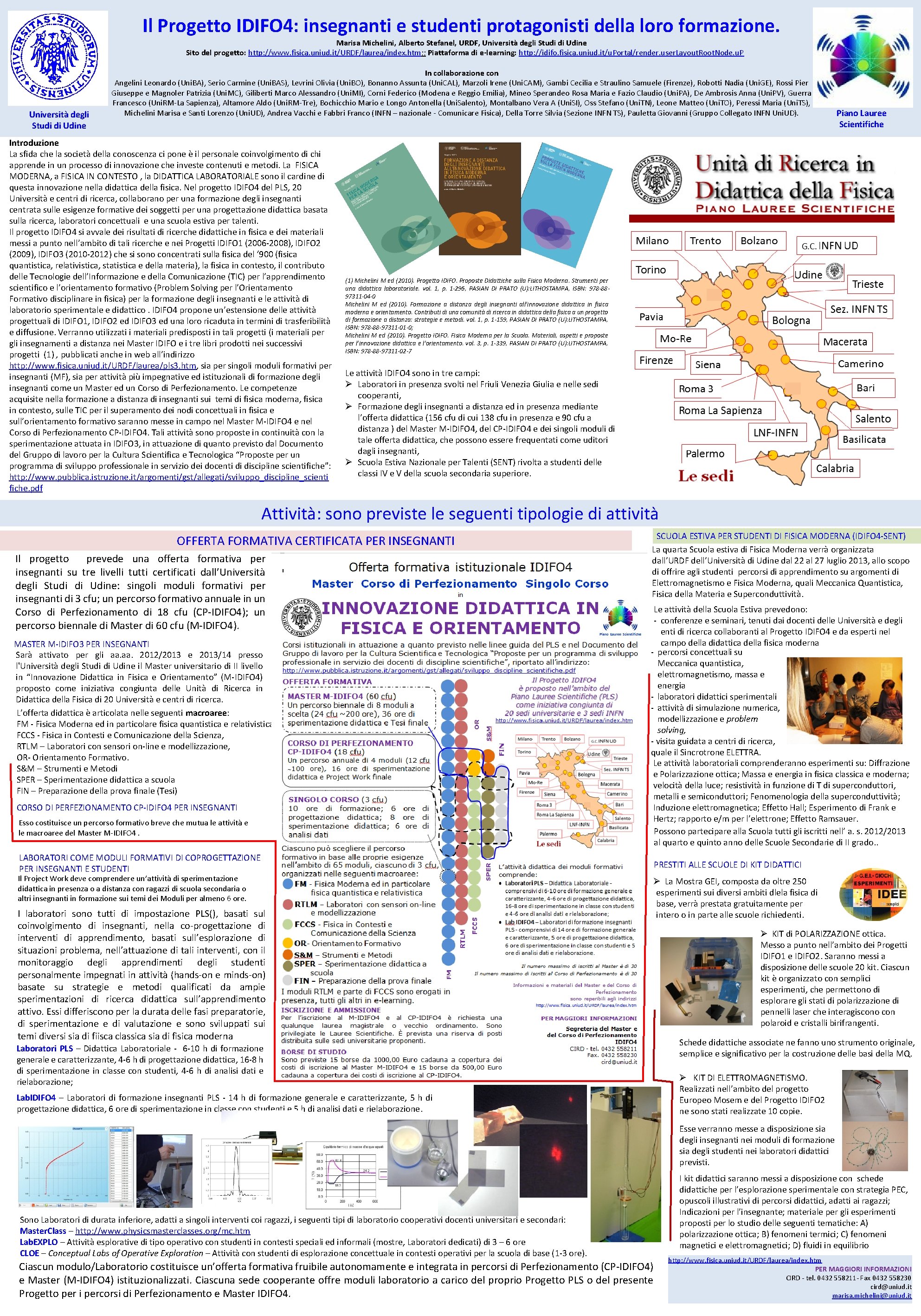 Il Progetto IDIFO 4: insegnanti e studenti protagonisti della loro formazione. Marisa Michelini, Alberto