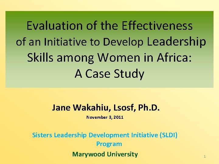 Evaluation of the Effectiveness of an Initiative to Develop Leadership Skills among Women in