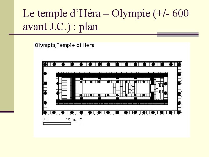 Le temple d’Héra – Olympie (+/- 600 avant J. C. ) : plan 