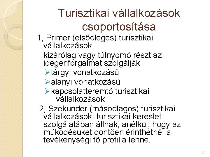 Turisztikai vállalkozások csoportosítása 1, Primer (elsődleges) turisztikai vállalkozások kizárólag vagy túlnyomó részt az idegenforgalmat Turisztikai vállalkozások csoportosítása 1, Primer (elsődleges) turisztikai vállalkozások kizárólag vagy túlnyomó részt az idegenforgalmat