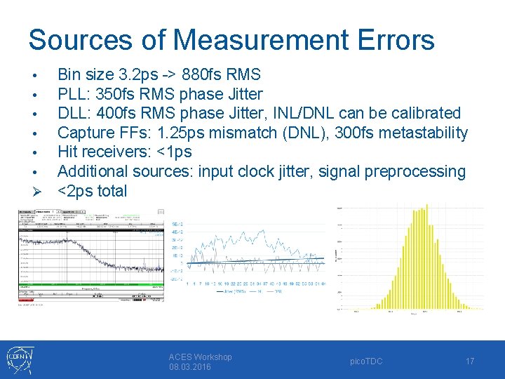 Sources of Measurement Errors • • • Ø Bin size 3. 2 ps ->