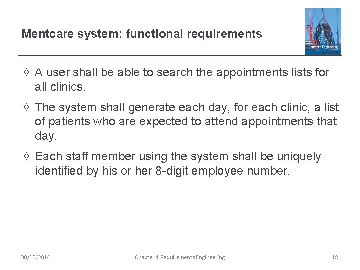Mentcare system: functional requirements ² A user shall be able to search the appointments