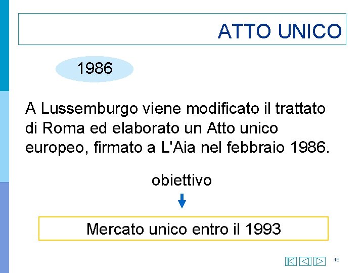 ATTO UNICO 1986 A Lussemburgo viene modificato il trattato di Roma ed elaborato un