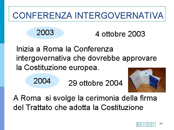 CONFERENZA INTERGOVERNATIVA 2003 4 ottobre 2003 Inizia a Roma la Conferenza intergovernativa che dovrebbe