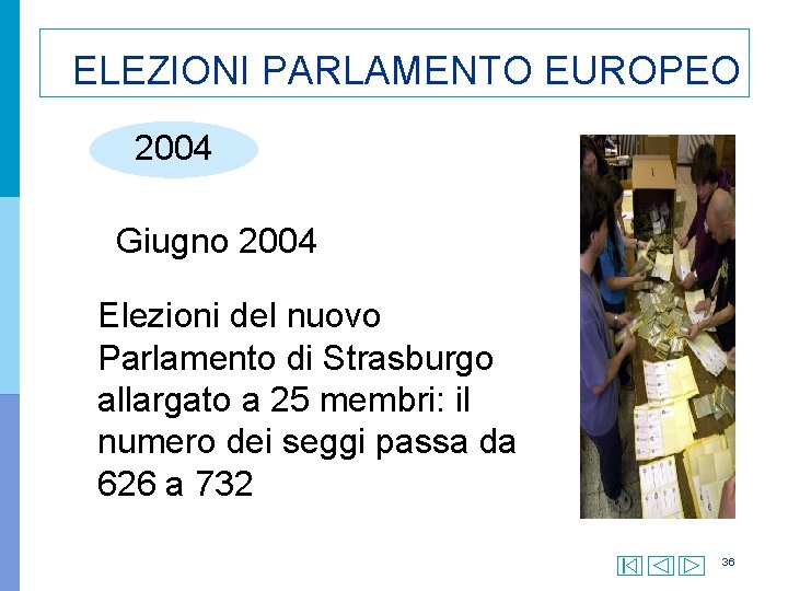 ELEZIONI PARLAMENTO EUROPEO 2004 Giugno 2004 Elezioni del nuovo Parlamento di Strasburgo allargato a