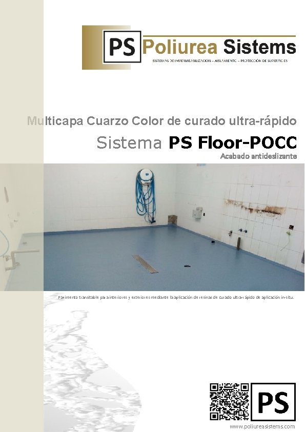 Multicapa Cuarzo Color de curado ultra-rápido Sistema PS Floor-POCC Acabado antideslizante Pavimento transitable para