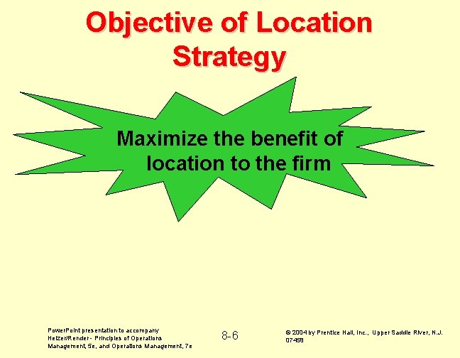 Objective of Location Strategy Maximize the benefit of location to the firm Power. Point