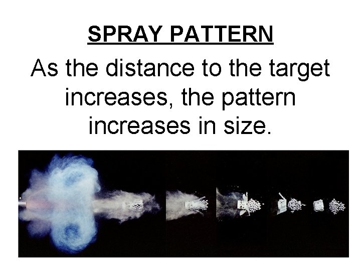 SPRAY PATTERN As the distance to the target increases, the pattern increases in size.