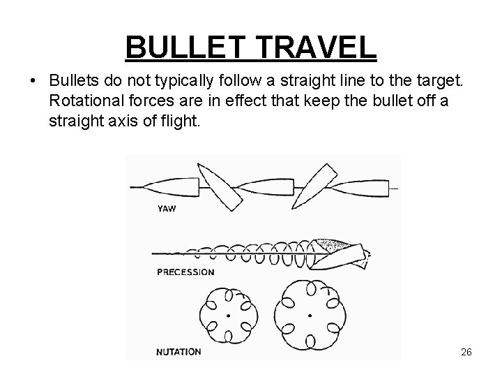 BULLET TRAVEL • Bullets do not typically follow a straight line to the target.