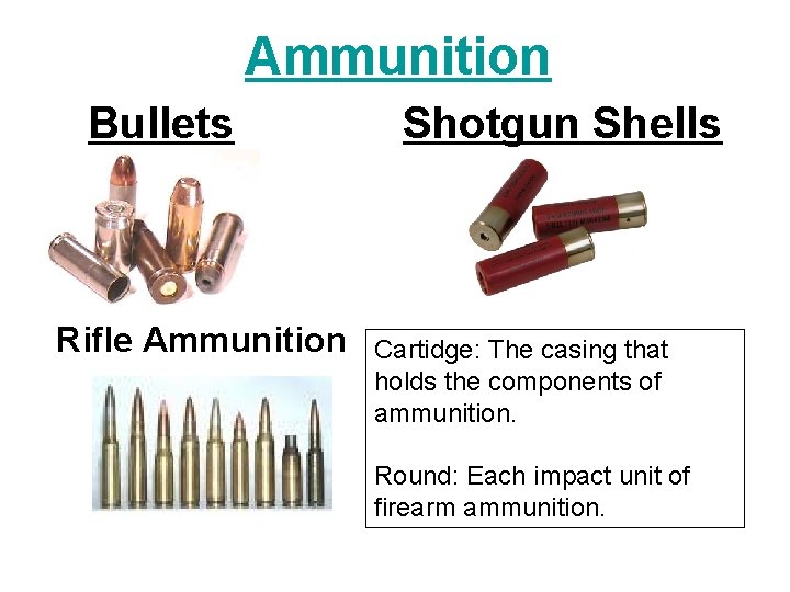 Ammunition Bullets Rifle Ammunition Shotgun Shells Cartidge: The casing that holds the components of