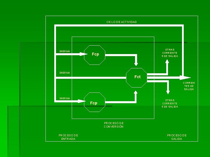 CICLO DE ACTIVIDAD ENERGIA OTRAS CORRIENTE S DE SALIDA Fcp ENERGIA Fct CORRIEN TES