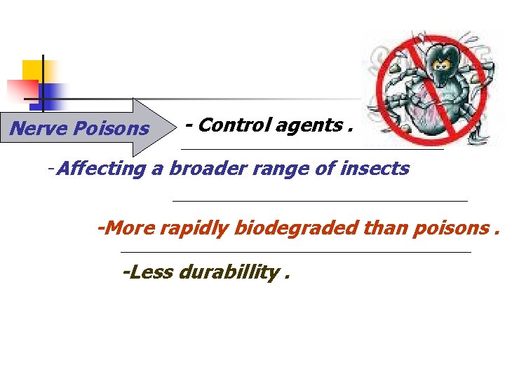 Nerve Poisons - Control agents. -Affecting a broader range of insects -More rapidly biodegraded