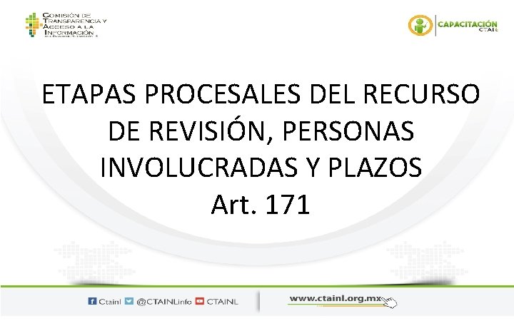 ETAPAS PROCESALES DEL RECURSO DE REVISIÓN, PERSONAS INVOLUCRADAS Y PLAZOS Art. 171 