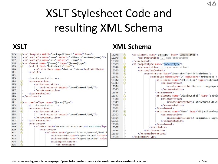 XSLT Stylesheet Code and resulting XML Schema XSLT XML Schema Tutorial: Generating DDI 4