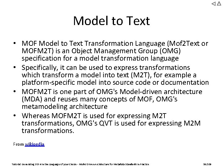 Model to Text • MOF Model to Text Transformation Language (Mof 2 Text or