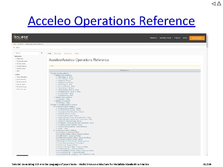 Acceleo Operations Reference Tutorial: Generating DDI 4 in the Language of your Choice -