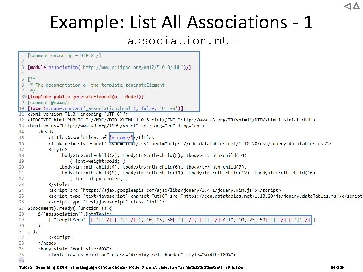 Example: List All Associations - 1 association. mtl Tutorial: Generating DDI 4 in the