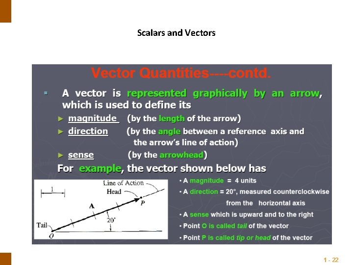 ENGINEERING MECHANICS : STATICS Scalars and Vectors 1 - 22 